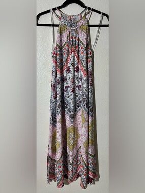 LOFT White Maxi Skirt with Pink, Yellow & Black Floral Patchwork